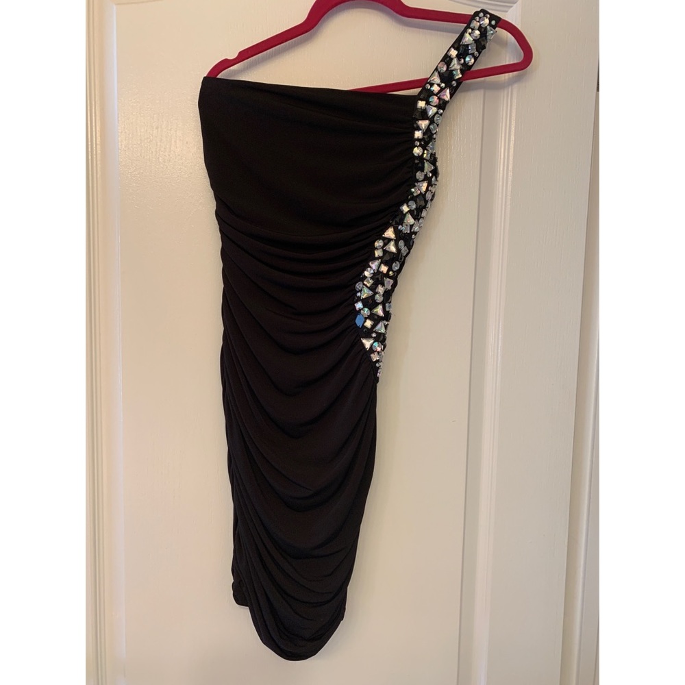 Trixxi Embellished side black dress